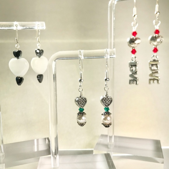 Set of three beautifully handcrafted heart earrings. - Picture 1 of 4